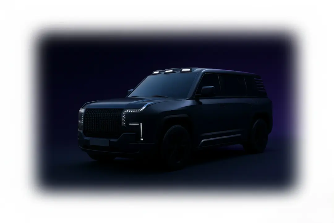 Luxury EV on dark background